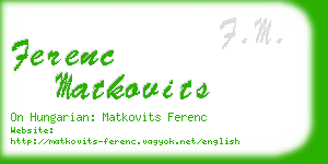 ferenc matkovits business card